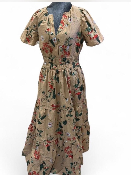 Anthropologie Dresses & Skirts - Anthropologie Floral Tiered Maxi Dress in Tan and Green